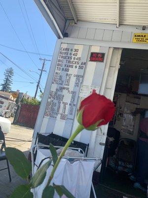 Received a rose included with impeccable car service