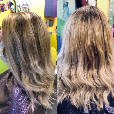 Ash blond Balayage and a trim