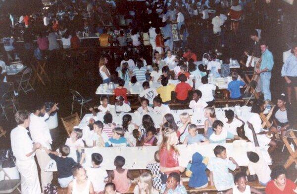 Dining hall at full capacity, 1980s