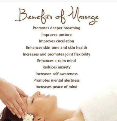 Benefits of Massage Therapy!