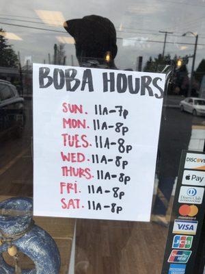 Updated business hours.