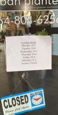 New hours which aren't on the page!