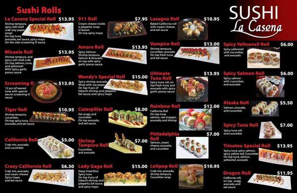 La Casona's Sushi Menu