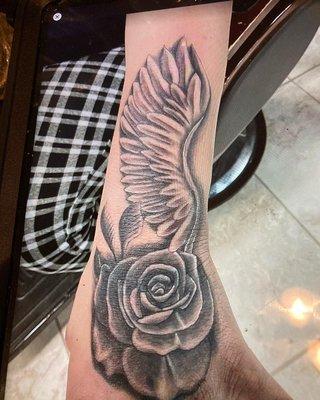 Rose and angel wing