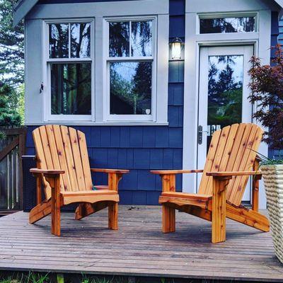 Two standard Adirondack chairs