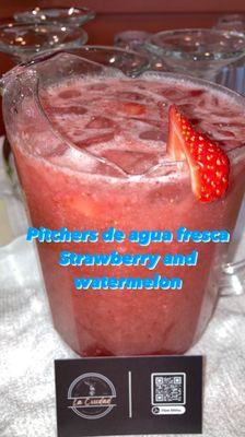 Fresh waters different flavors :)  we have.        Melon Watermelon Pineapple Strawberries Horchata made here in store