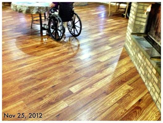 Beautiful commercial vinyl plank flooring at Wellington Home of Stevens Point.