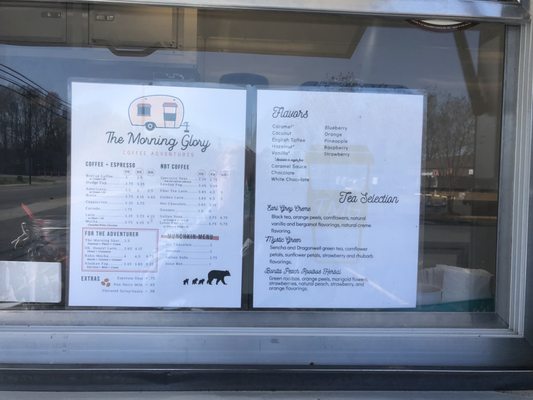 Menu posted in window.