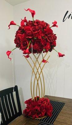 Royal red centerpiece