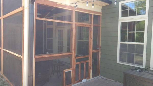 Custom screened porch with door