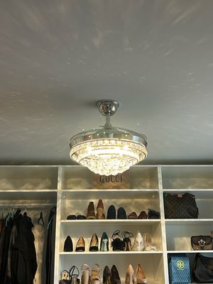 LED Crystal Ball Chandelier w/ Retractable Ceiling Fan