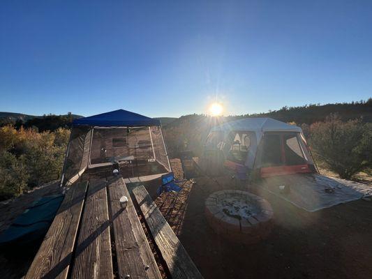 View of our camp setup at Camp Avalon.