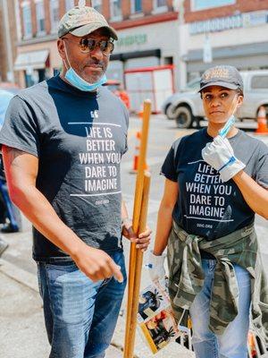 Pastor KJ and First Lady Kimya helping to clean up West Philadelphia.