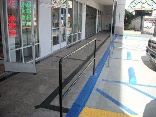 ADA ramp, handrail, striping