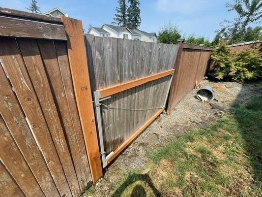 Repair This sagging gate that didn't open. See second pic of finished product.