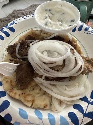 Gyro with only onions & the tzatziki on the side