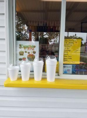 Now offering to go cups!! More milkshake options!!