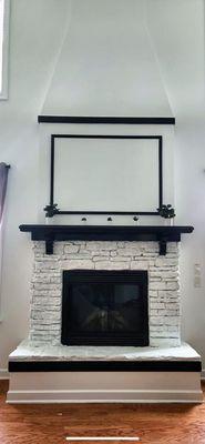 White washed Stone fire place !