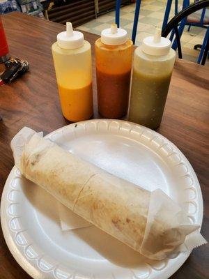 Burrito and salsas