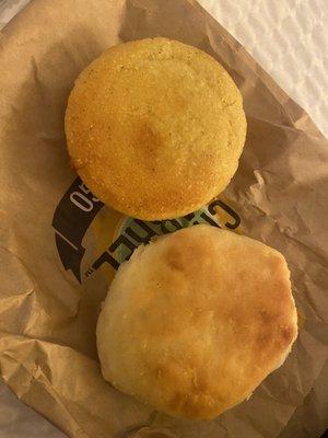 Cornbread and biscuit