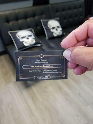 Shop's business card.