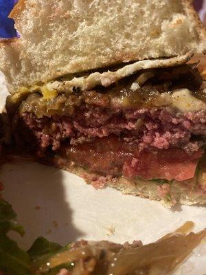 Half of a bacon jam burger