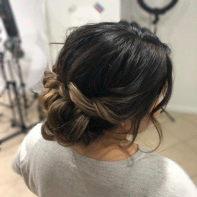 Side view of bridal braid