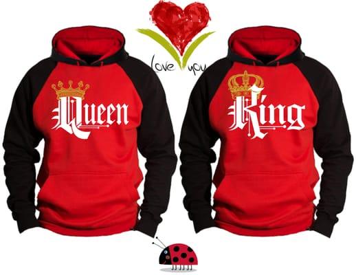 King & Queen couple matching 2 tone hoodies Wholesale