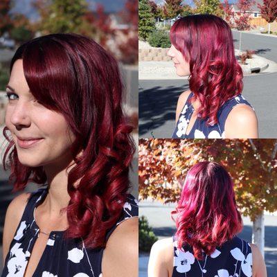 Stunning plum colored Base with vibrant red, orange, and pink highlights