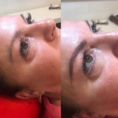 Look at this beauty with microblading.  Before/after