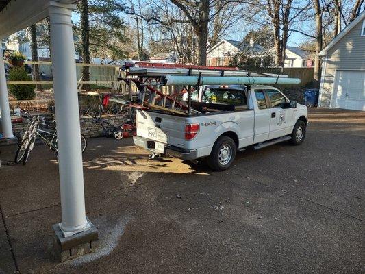 Parked to allow neighbors plenty of room to navigate our shared drive