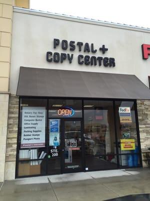 Postal +, located next to Joseph A Bank in the Randall's parking lot at the NE corner of Gessner and Westeimer.