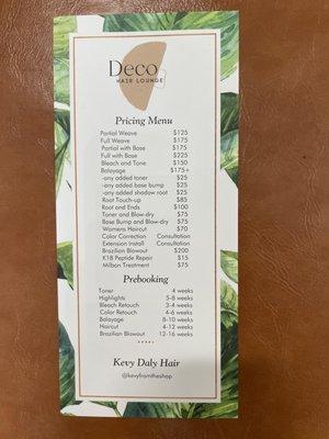 Kevy Daly pricing