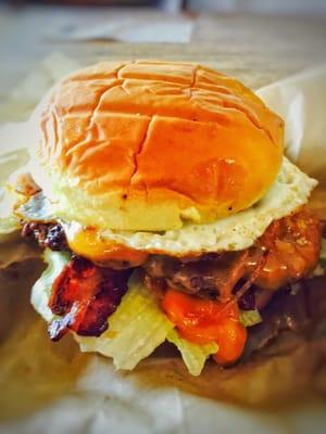 The Elevation Original Burger!....w/ LTP, Bacon, Double Cheddar & Fried Egg!!  Heaven!