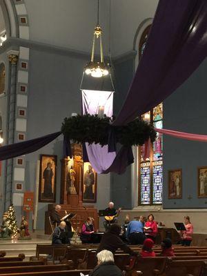 large handing advent wreath overhead