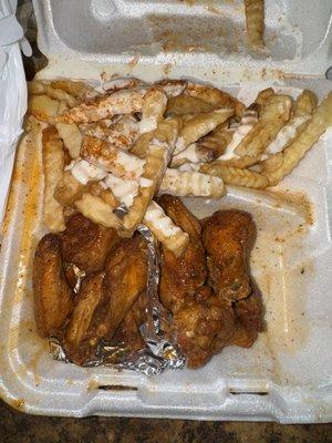 Hot Teriyaki Wings, Hot Lemon Pepper Wings, Cajun Ranch Fries