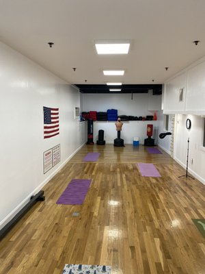 Dojo area: yoga mat setup