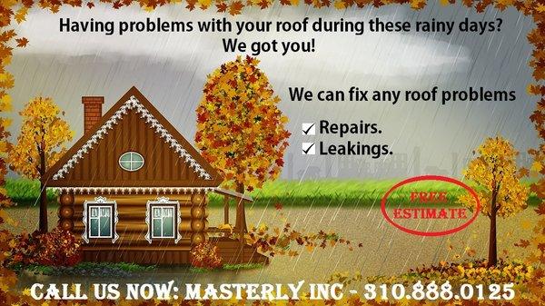 Roofing, Leaking, construction January 2017 specials