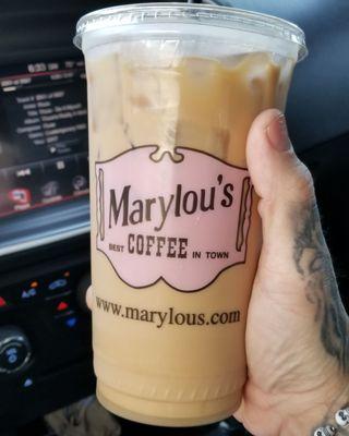 Large iced coffee just the way i like it.