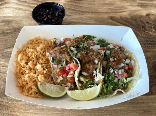 Three Tacos Meal with Choice of Two Sides