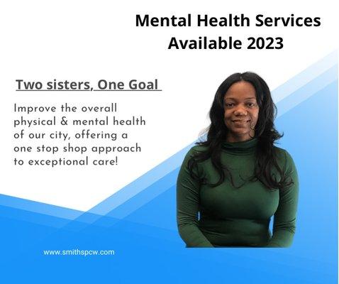 Mental health services available 2023 via Cherese Smith Blue