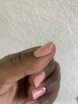 Lumpy, poorly polished nails that are chipping.