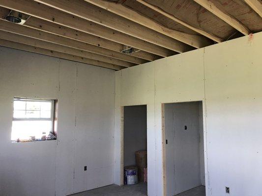 Bathroom and closet added to inside of metal building