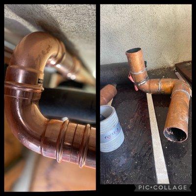 2" copper pipe repair