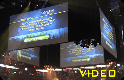 Video screens from small to large.  Check out top 10 tips for video projection.  http://ow.ly/jqB6e