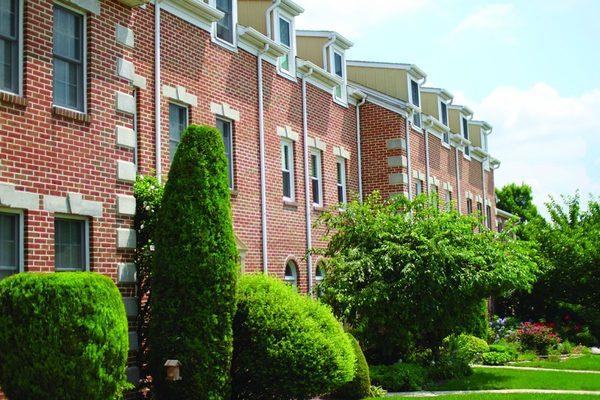 Exterior of our Blue Meadow townhomes featuring beautiful brick detail.