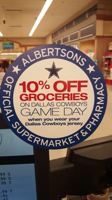 10% off if you wear your Cowboys gear!