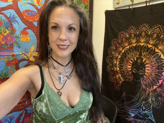 Come on in to Instant Karma in downtown Asheville, NC; your one-stop hippie shop. While you're there, get a palm or tarot reading with me!