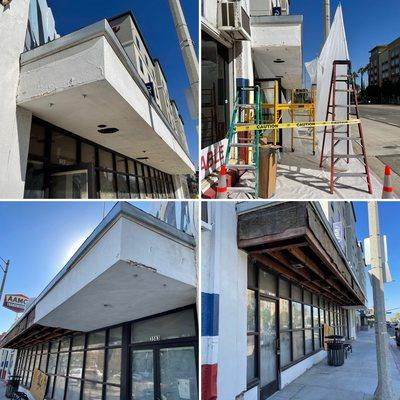 Removal of exterior asbestos containing plaster/stucco material at a commercial property.