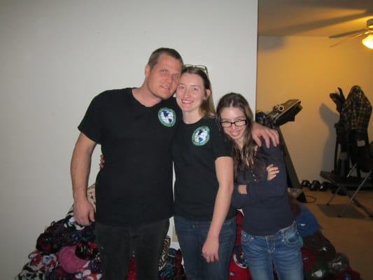 A picture of us and our niece helping us with care packages for the local Norristown homeless shelter.